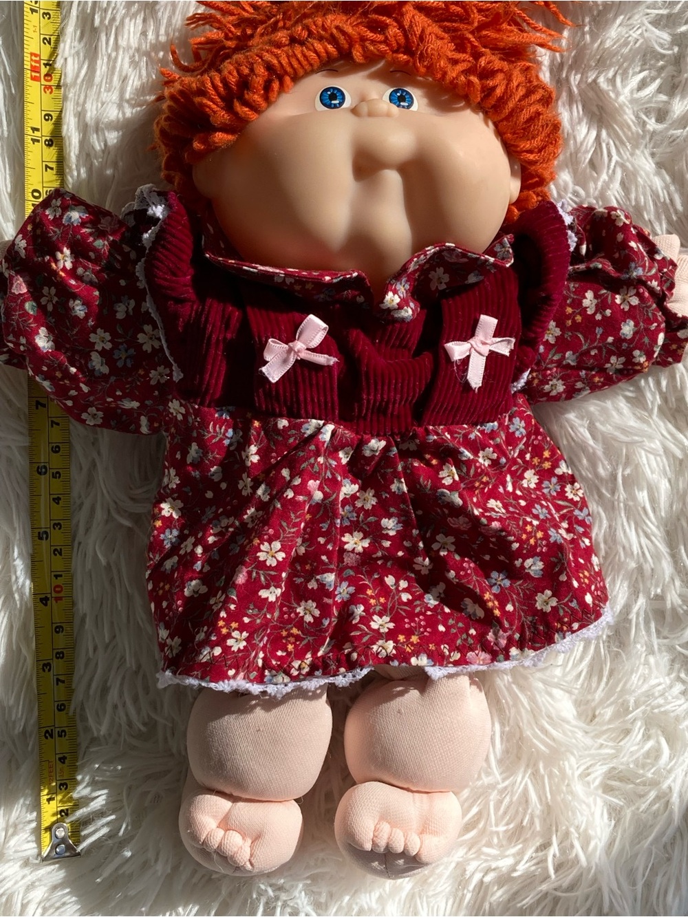 Red Floral Plush Doll with Yarn Hair - Kids Toys Dolls & Accessories